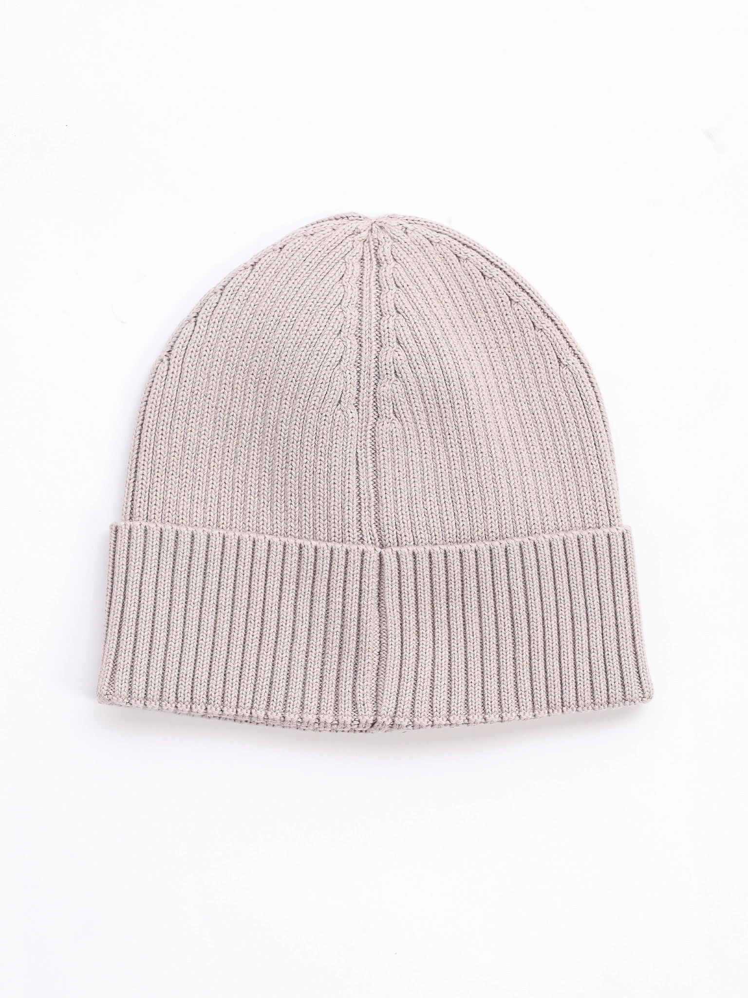 Шапка-бини бежевого цвета с отворотом из хлопка